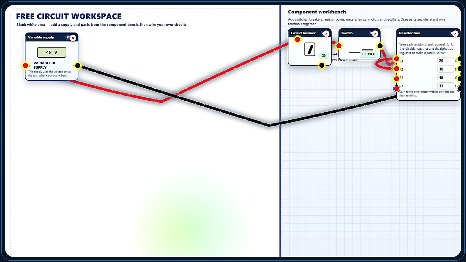 WireMate series-parallel TAFE circuit simulator